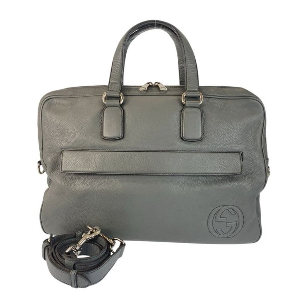 Gucci Soho Grey Silver Hardware Leather Business Bag Shoulder Bag - Picture 1 of 9